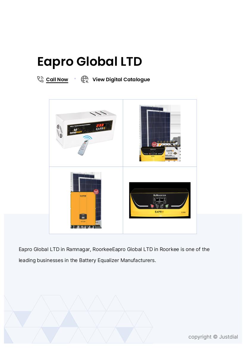 Eapro Global LTD in Ramnagar, Roorkee - Best Battery Equalizer  Manufacturers in Roorkee - Justdial