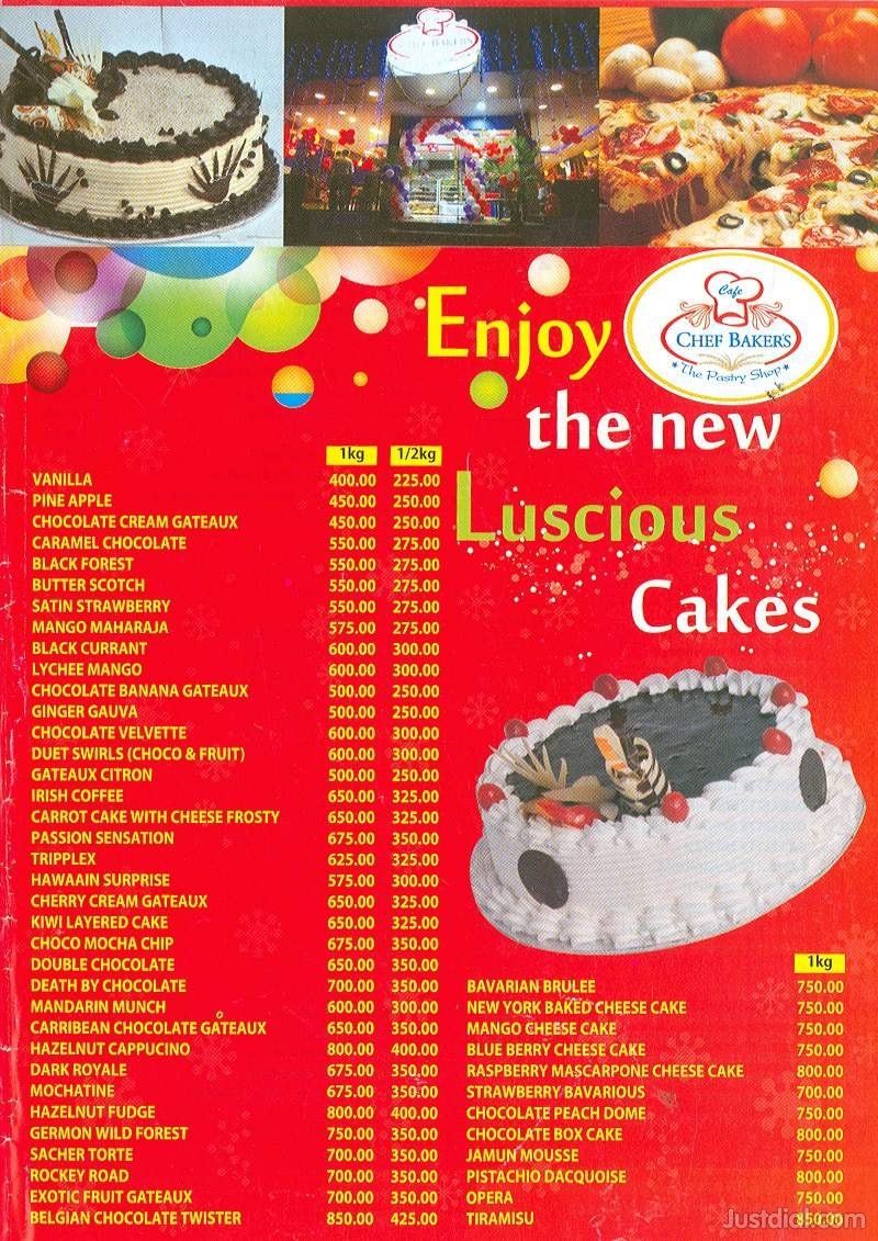 Discover 129+ chef bakers cake menu latest awesomeenglish.edu.vn