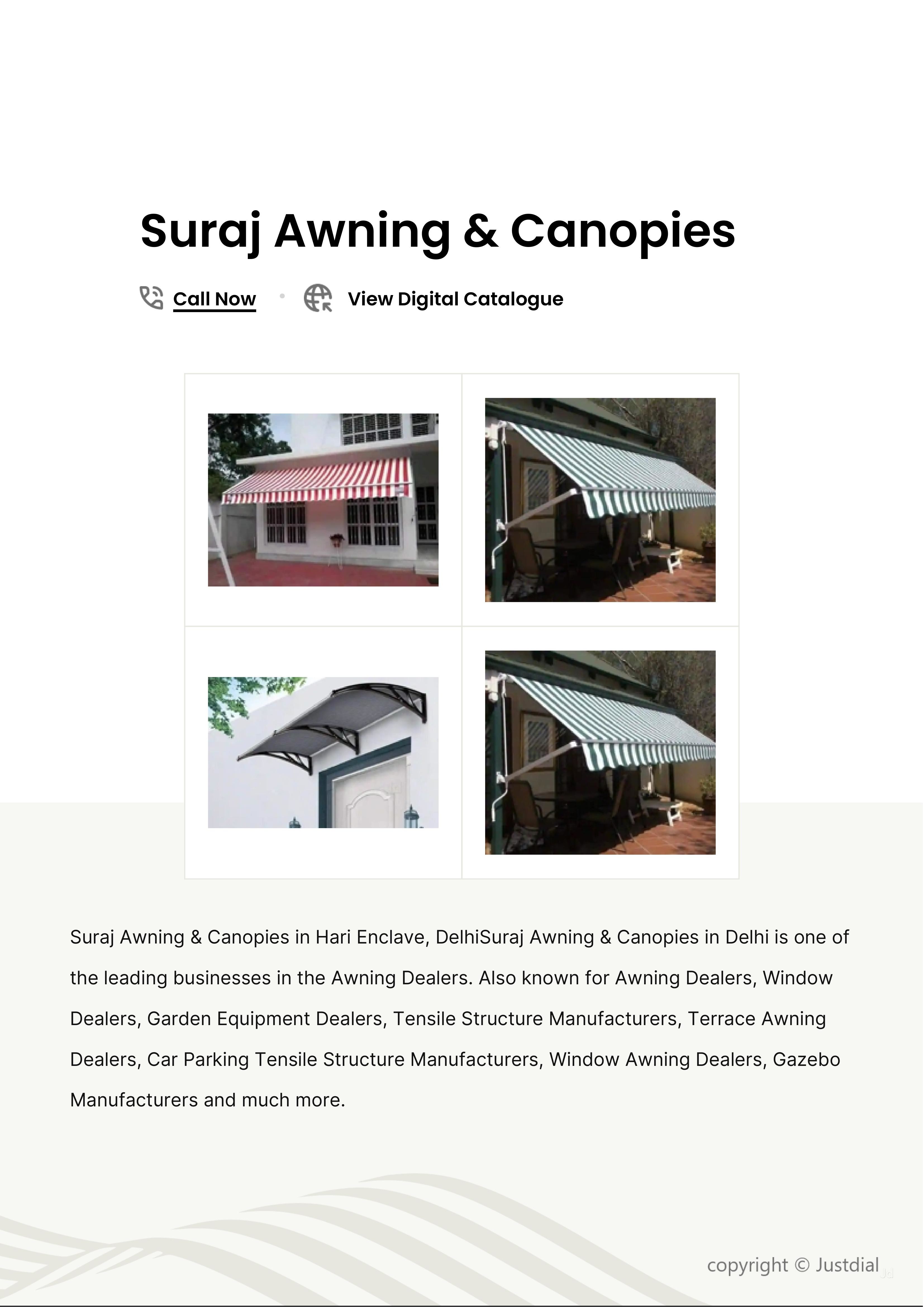 Suraj Awning & Canopies Dealer from Hari Enclave, Delhi, India Company Profile