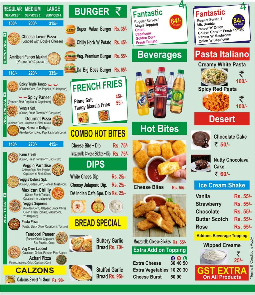 Da Indian Cafe Pizza and Burger Hub in Etah Railway Road,Etah Best