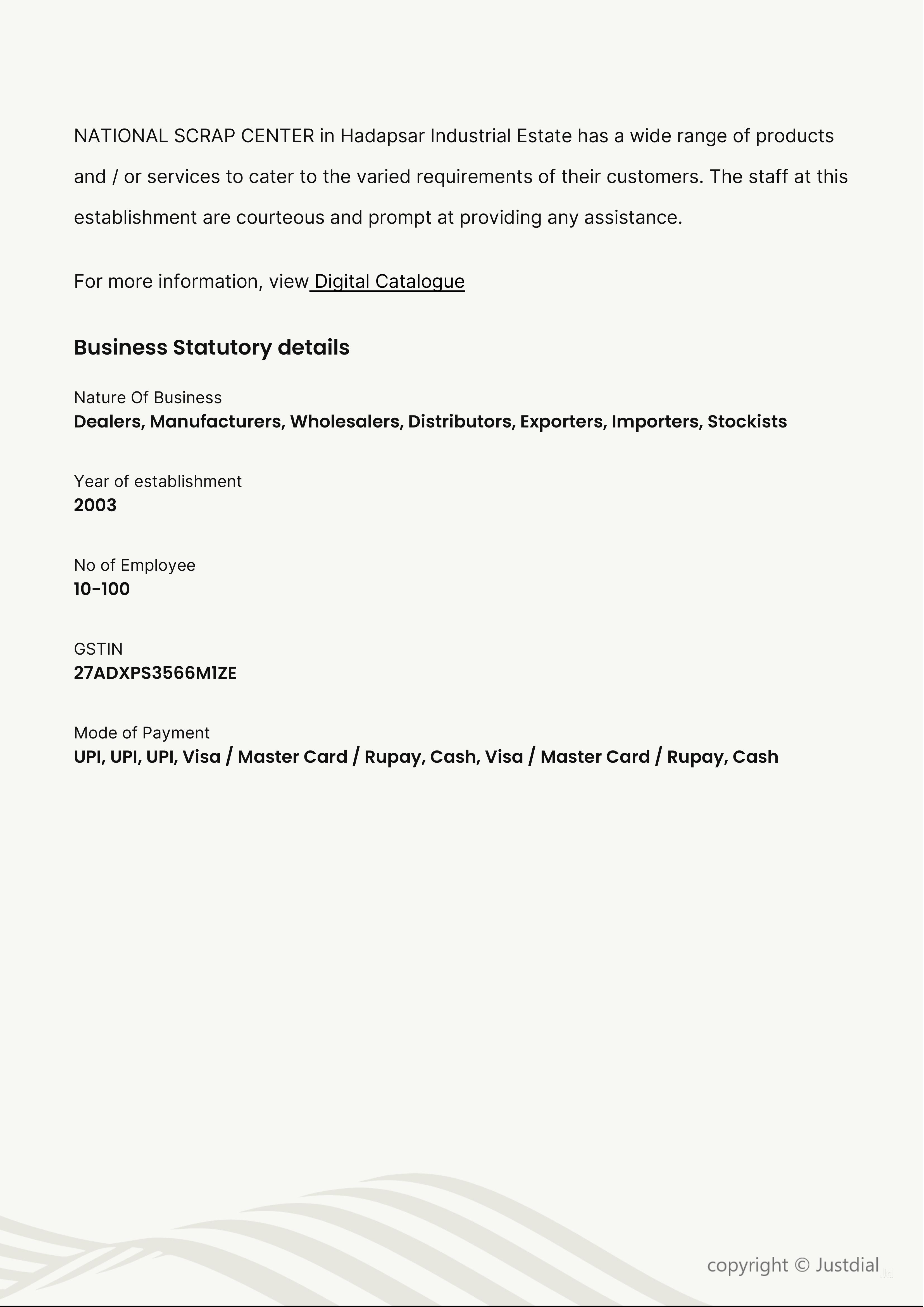 NATIONAL SCRAP CENTER Dealer from Hadapsar Industrial Estate, Pune