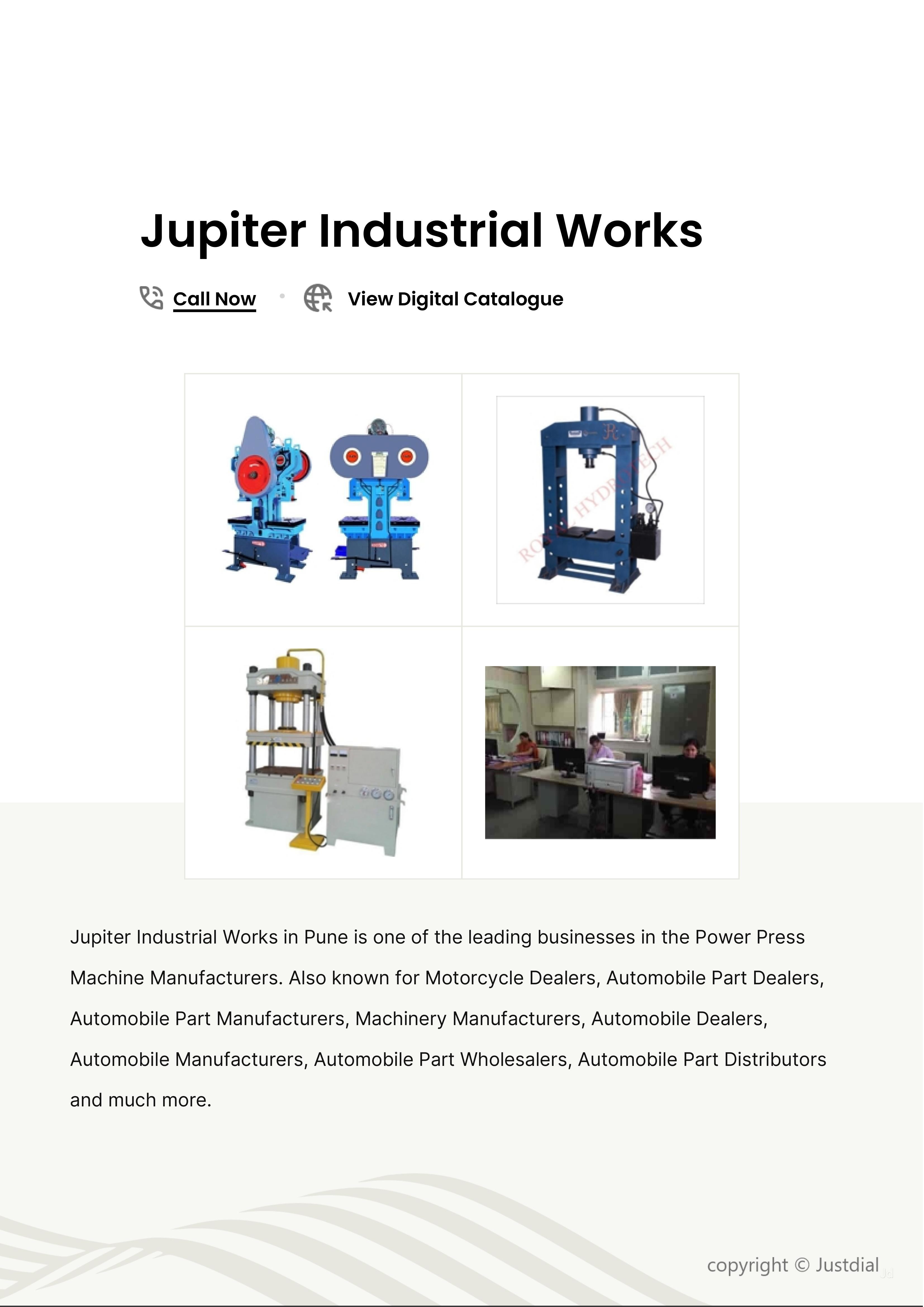 Jupiter Industrial Works Manufacturer from Kothrud, Pune, India