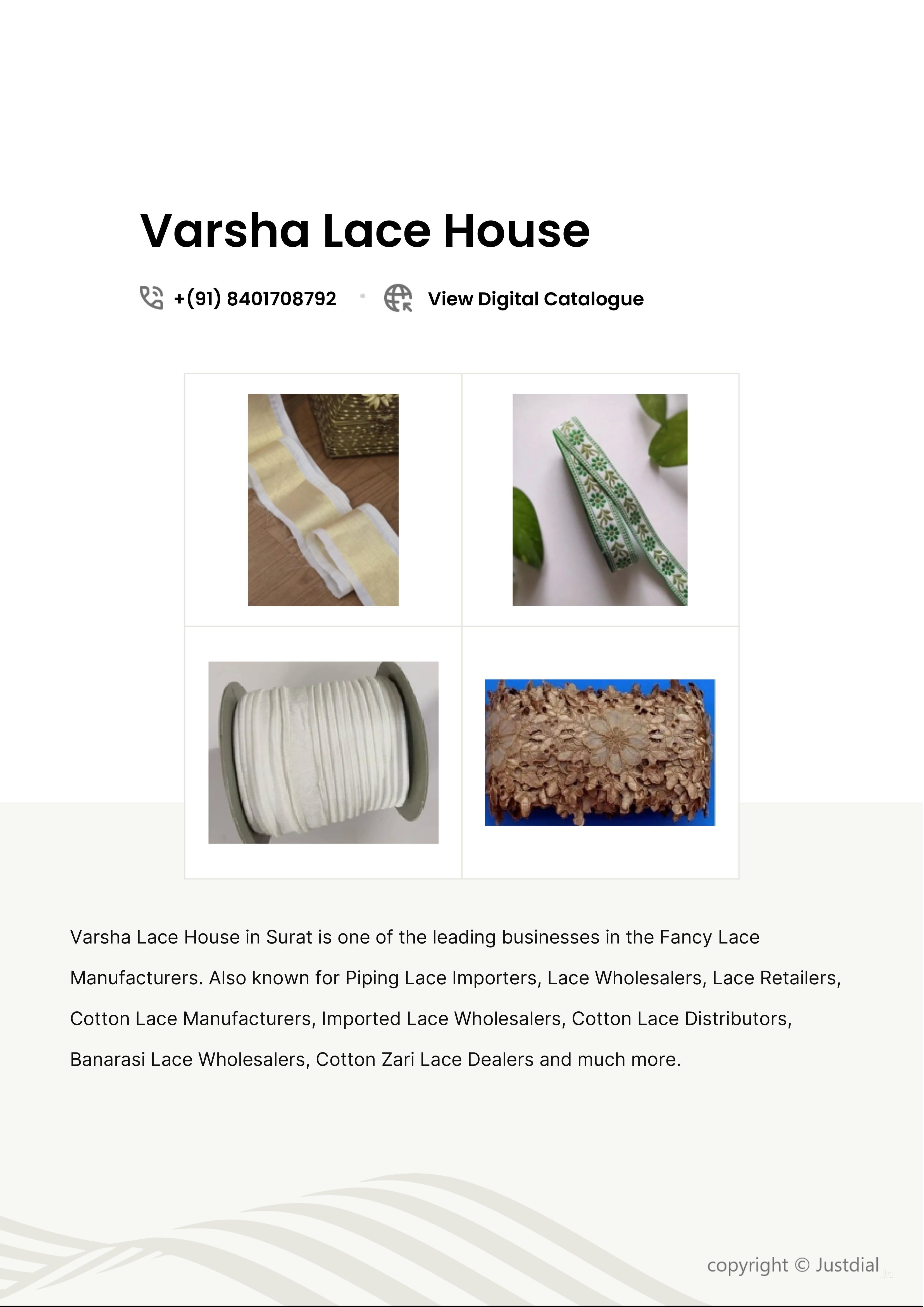 Varsha Lace House Manufacturer from Anjana Farm RoadSurat Textile