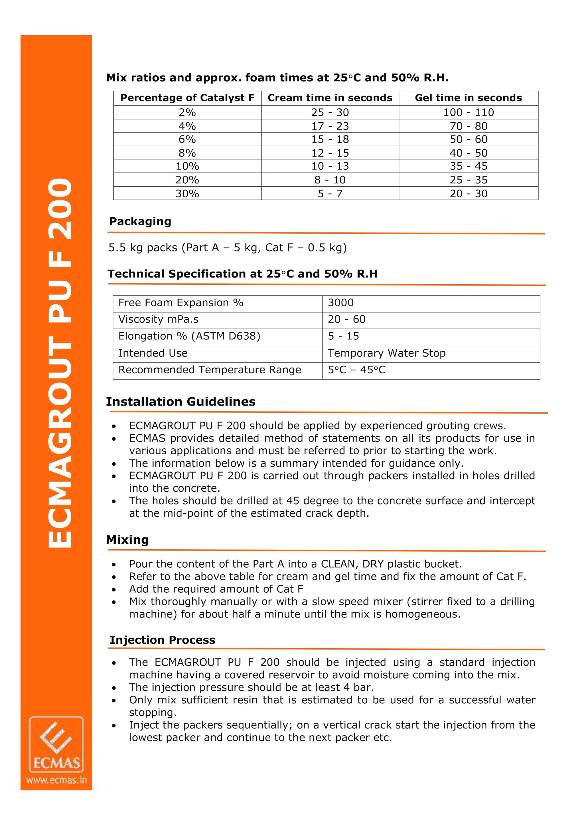 test ECMAGROUT PU F 200 (A+B) - 5.5 Litre in Raipur-Chhattisgarh at ₹ 5,699  / Pack by Trygve Engineering Private Limited - Justdial