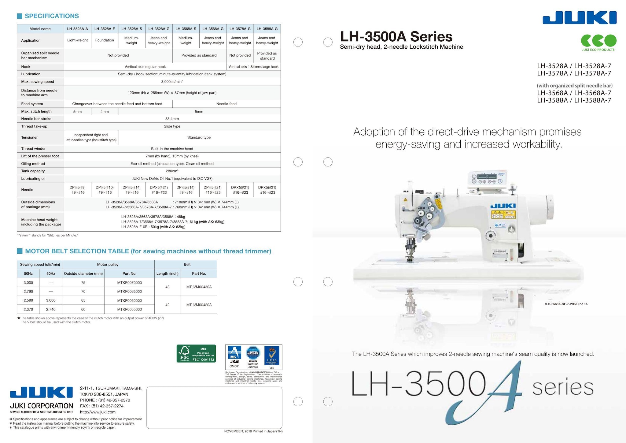 Juki LH-3500A Series 2-Needle Lockstitch Sewing Machine in Delhi
