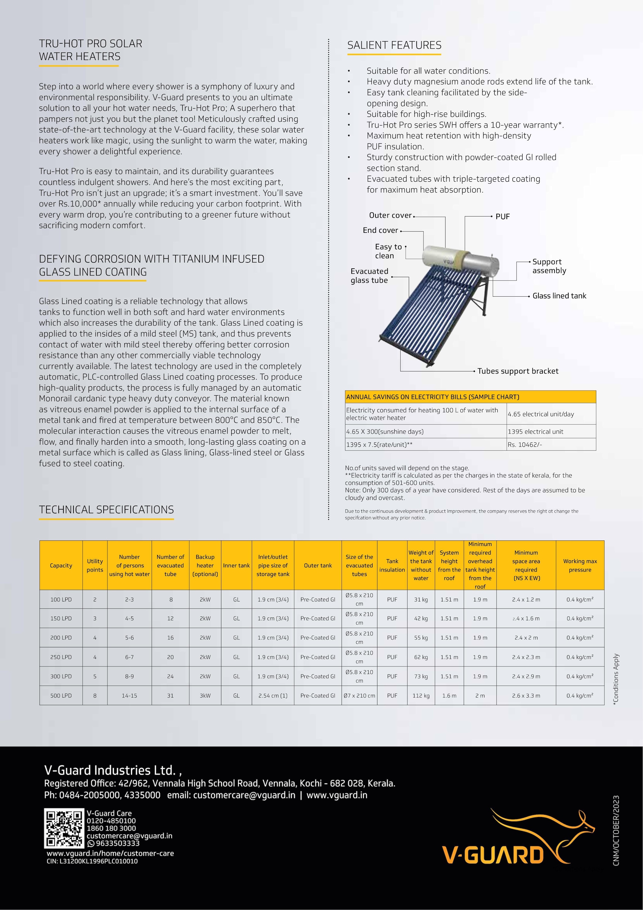V-Guard Solar Water Heater FPC Pressurised 100 LPD in Nashik at