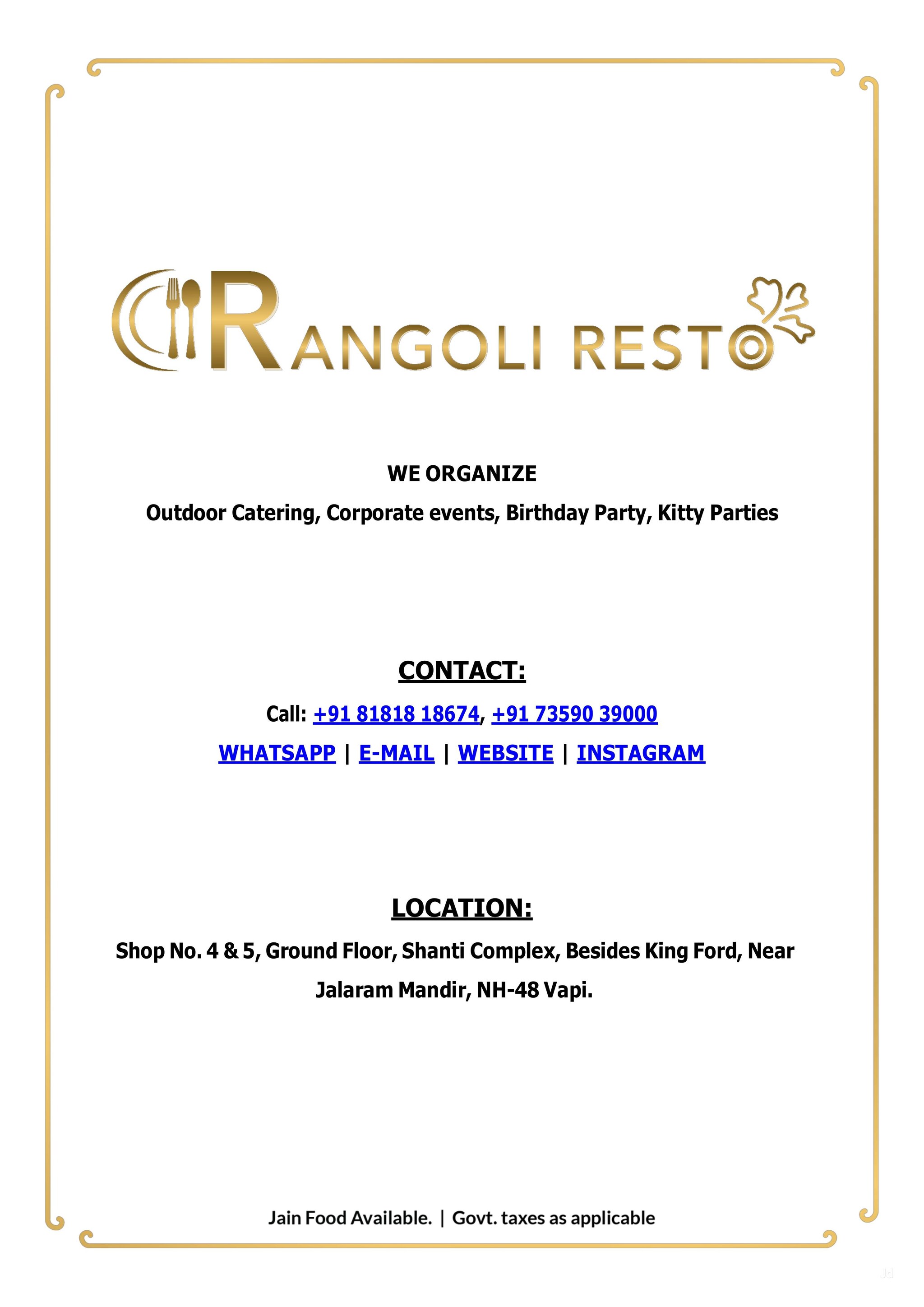 Rangoli Resto in Gita Nagar,Valsad Order Food Online Best