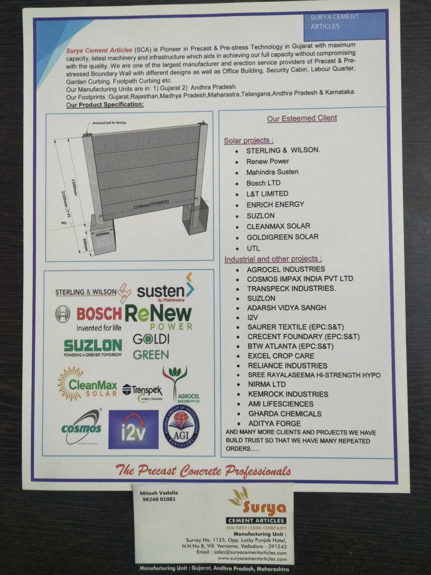 Surya Cement Articles in Por, Vadodara - Best Precast Compound Wall  Manufacturers in Vadodara - Justdial