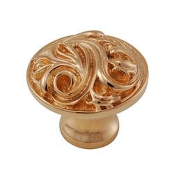 Vicenza Designs K1120 Liscio Insert Knob with Black Leather Strap Antique Brass