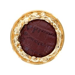 Vicenza Designs K1120 Liscio Insert Knob with Black Leather Strap Antique Brass