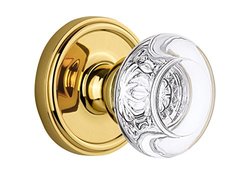 Satin Nickel 2.375 Grandeur Fifth Avenue Plate with Bordeaux Crystal Knob Privacy