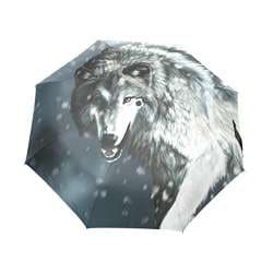 Cool Wolf Folding Rain Umbrella Parasol Windproof Travel Sun Umbrella Compact