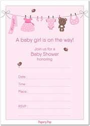Entertaining with Caspari Bebe Girl Fill in Invitations with Envelopes Pack of 8