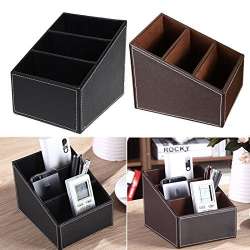 Leather Office Desk Organizer Desktop Stationery Storage Box