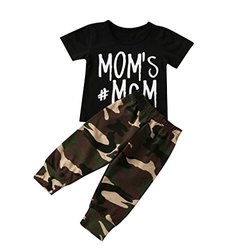 Fabal Toddler Baby Boys Tie Print T-Shirt Tops Camouflage Shorts Outfits Clothes Set