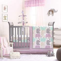 purple and teal nursery bedding