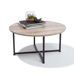 Shop Sting Modern Industrial Round Wooden Coffee Table Features