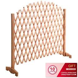 expanding portable fence wooden screen pet gate kid safety dog lawn patio garden