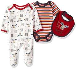 Rene Rofe Baby Baby Boys Little Kids Newborn 4 Pc Coverall Bodysuit,Pant /& Bib Set