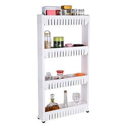 Rkpm 4 Tier Gap Kitchen Storage Slim Slide Out Tower Rack Shelf