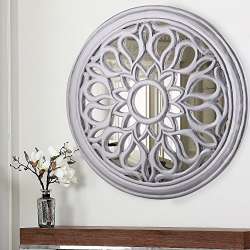 Buy Homesake Round Floral Carved Wooden Wall Mirror Royal Antique