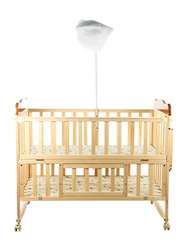 mee mee baby wooden cot with swing & mosquito net