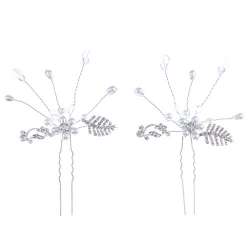 Phenovo 2set Ladies Rhinestone Gypsophila Hair Pins Hair Slides
