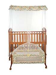 mee mee baby wooden cot with swing & mosquito net
