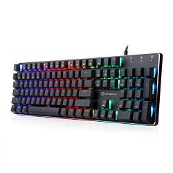 KERVINJESSIE Gaming Keyboard Backlit 104 Key Wired Multimedia Keyboard Color : Black