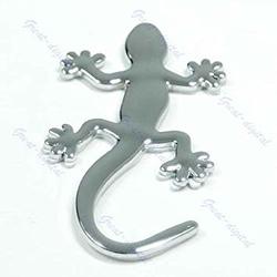 Metal Gecko Shape Badge Emblem Logo Auto Car Truck Decor 3D Decal Sticker Silver