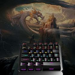 Faironly 35 Keys Single Hand Gaming Keyboard USB Wired Keyboard Mechanical Keyboard