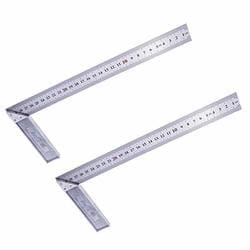 2Pc L Square Stainless Steel 90 Deg Angle Ruler Measurement Tool Woodworking