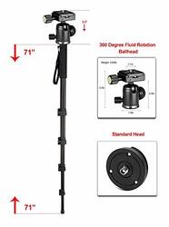 Dual Optional Head Professional Heavy Duty 72 Monopod//Unipod for JVC Everio GZ-HD620 /& GZ-HD620B