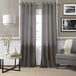 52 x 95 Elrene Home Fashions 26865876390 Colorblocked Grommet Sheer Single Panel Window Curtain Drape Gray 52 x 95