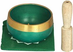 Brass Statue Exotic India Buddha Seated On A Lotus Color Green GoldColor His Hand In Bhumisparsha Mudra