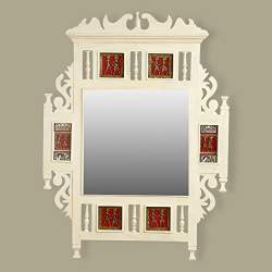 Buy Exclusivelane Teak Wood Maharaja Wall Mirror With Dhokra Work