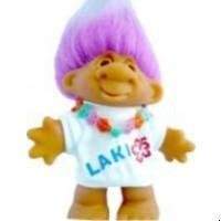 Lucky Hawaiian Laki Bingo Troll Doll With Flower Lei And Purple