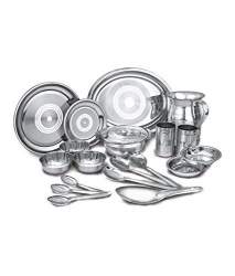 Dinner Plate Embassy Stainless Steel Bulging Khumcha Spl Pack of 2 Size 14, Diameter - 29 cms