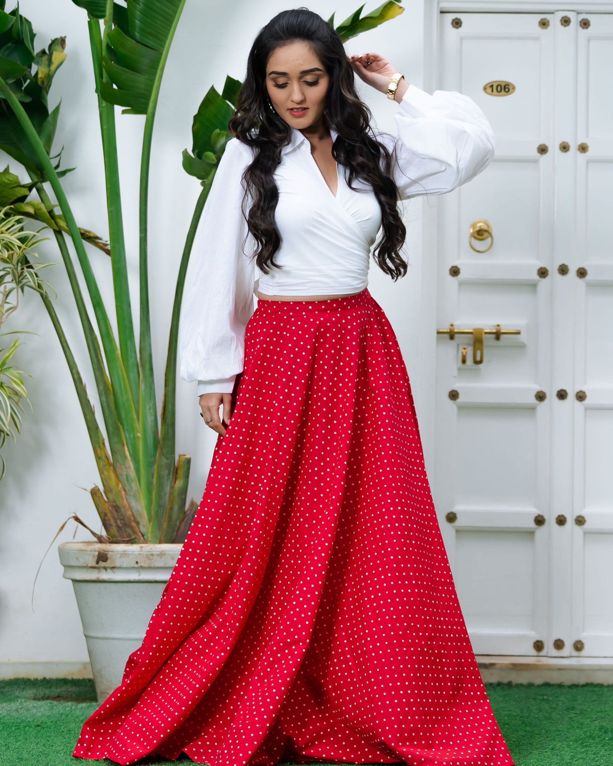 Printed A-Line Skirt Top for Girls, Casual, Cotton/Polyester, S