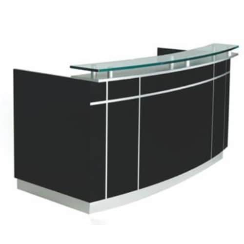 Reception Table Glass Counter Table 3pc Modern Glass L Shape