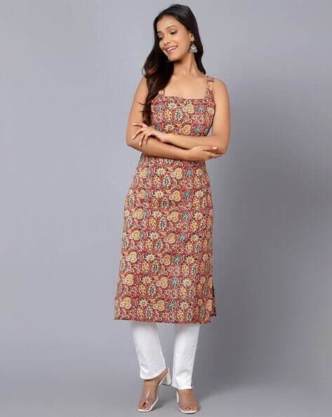 Printed Cotton Fancy Kurti for Women, M, Three Fourth Sleeves