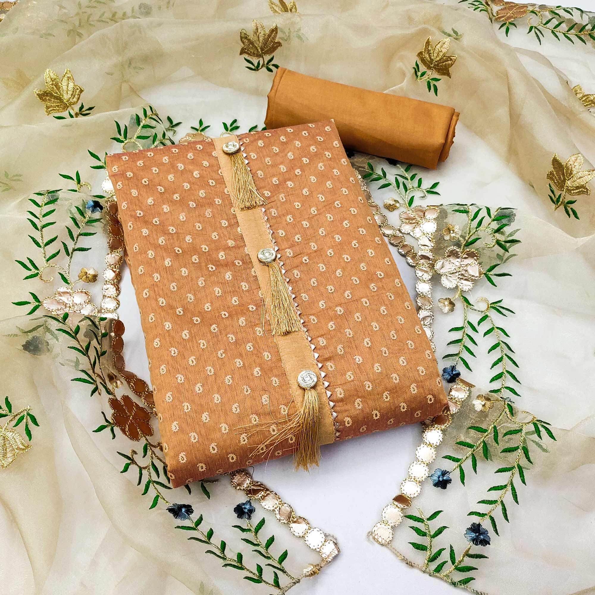Printed Chanderi Silk Unstitched Dress Material - Free Size in Mumbai at   950 / Set by Manshi - Justdial