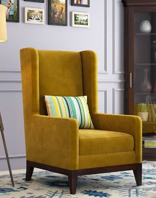 Second Hand Joan Wingback Chair (Velvet, Chestnut Brown) in Pune