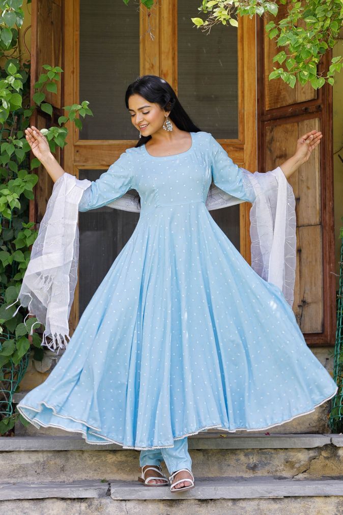 Embroidered Cotton Anarkali Salwar Suit Set for Women, Party Wear in  Bangalore at best price by Astra Kart - Justdial