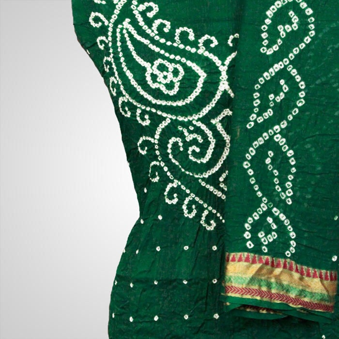 Embroidered Mirror Work Bandhani Dress Material in Cotton/Silk, S