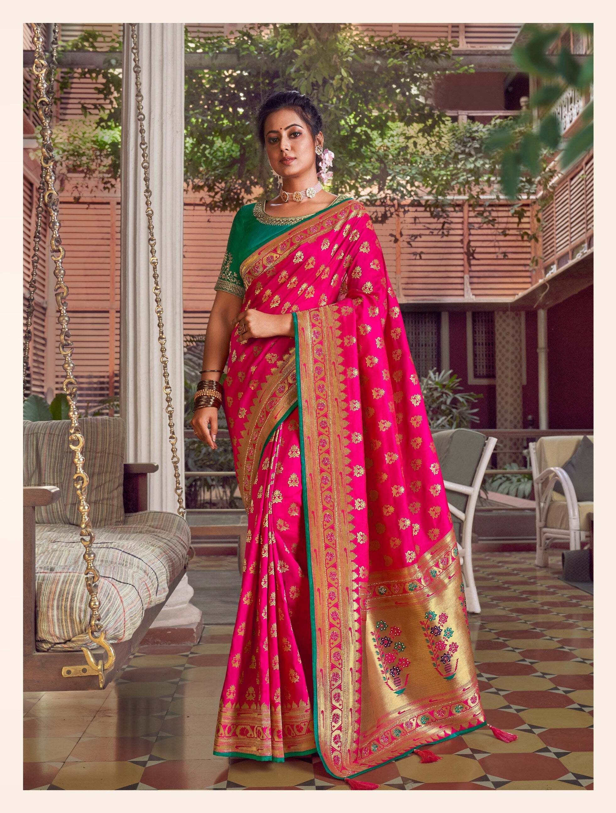 silk saree wearing styles for wedding