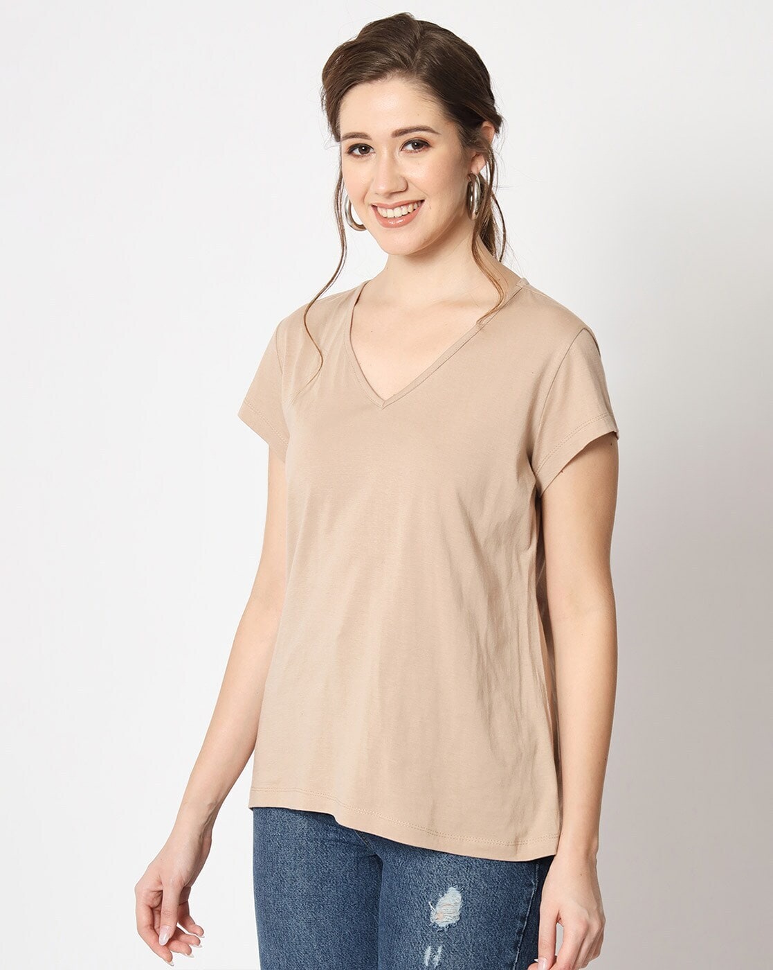 Women V Neck T Shirt in Tirupur at ₹ 204 ₹ 213 Pc by India - Main Image