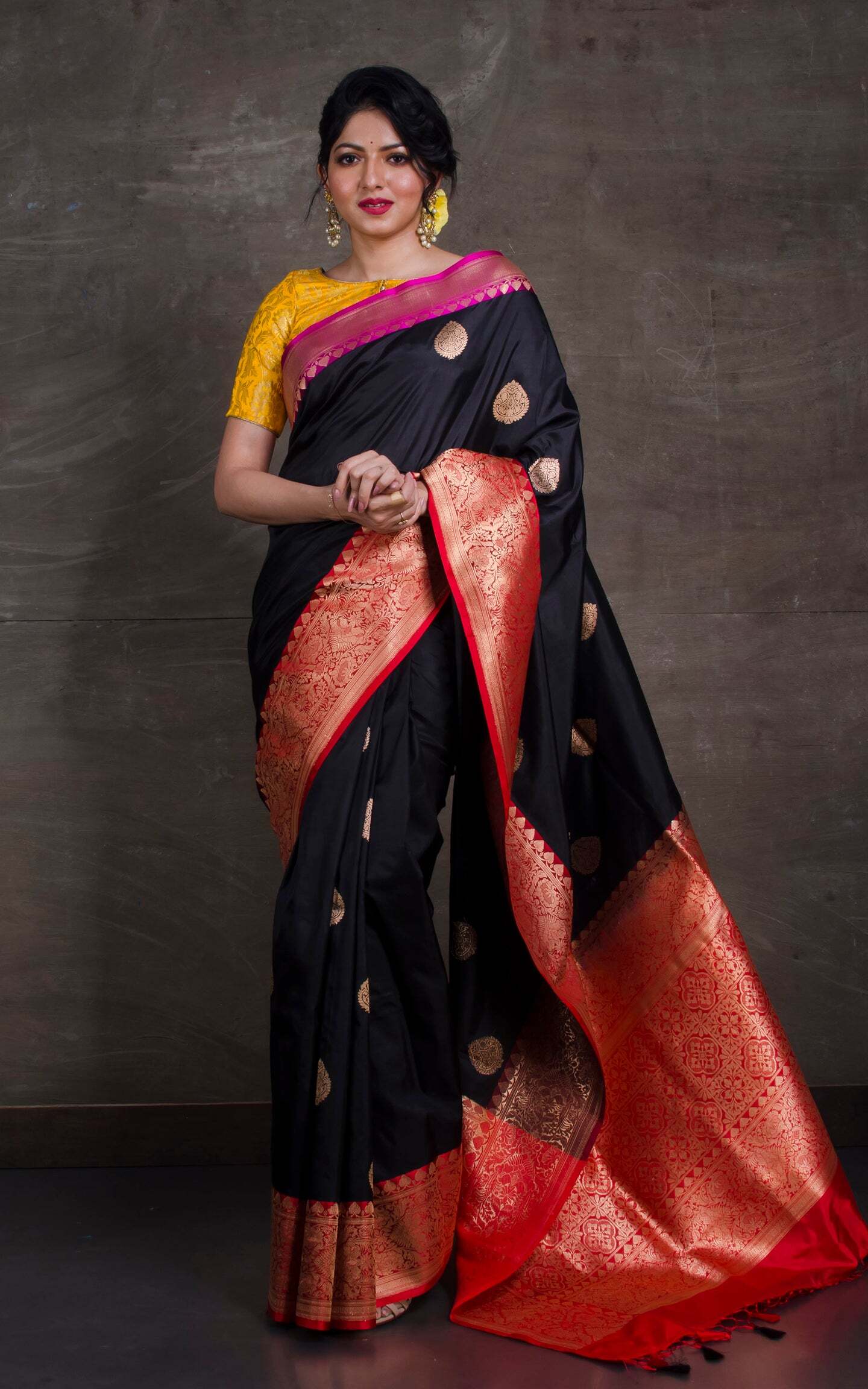 test Traditional Kanchipuram Silk Saree, Festive Printed, mtr