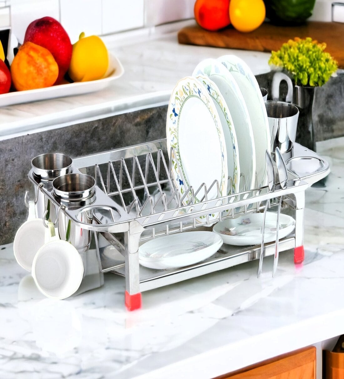 Stainless Steel Vegetable Basket with Partitions, 300x400x200mm