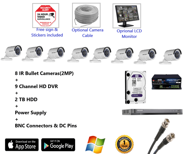 Surveillance Camera CCTV Camera Cable, Wall Mount, 100 degree